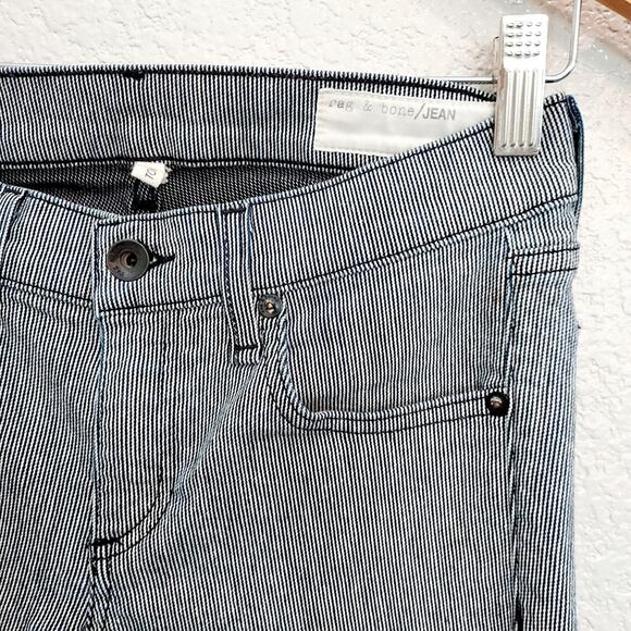 Rag & Bone The "Tomboy" Black & White Striped Skinny Jeans Size 25 - Picture 6 of 12